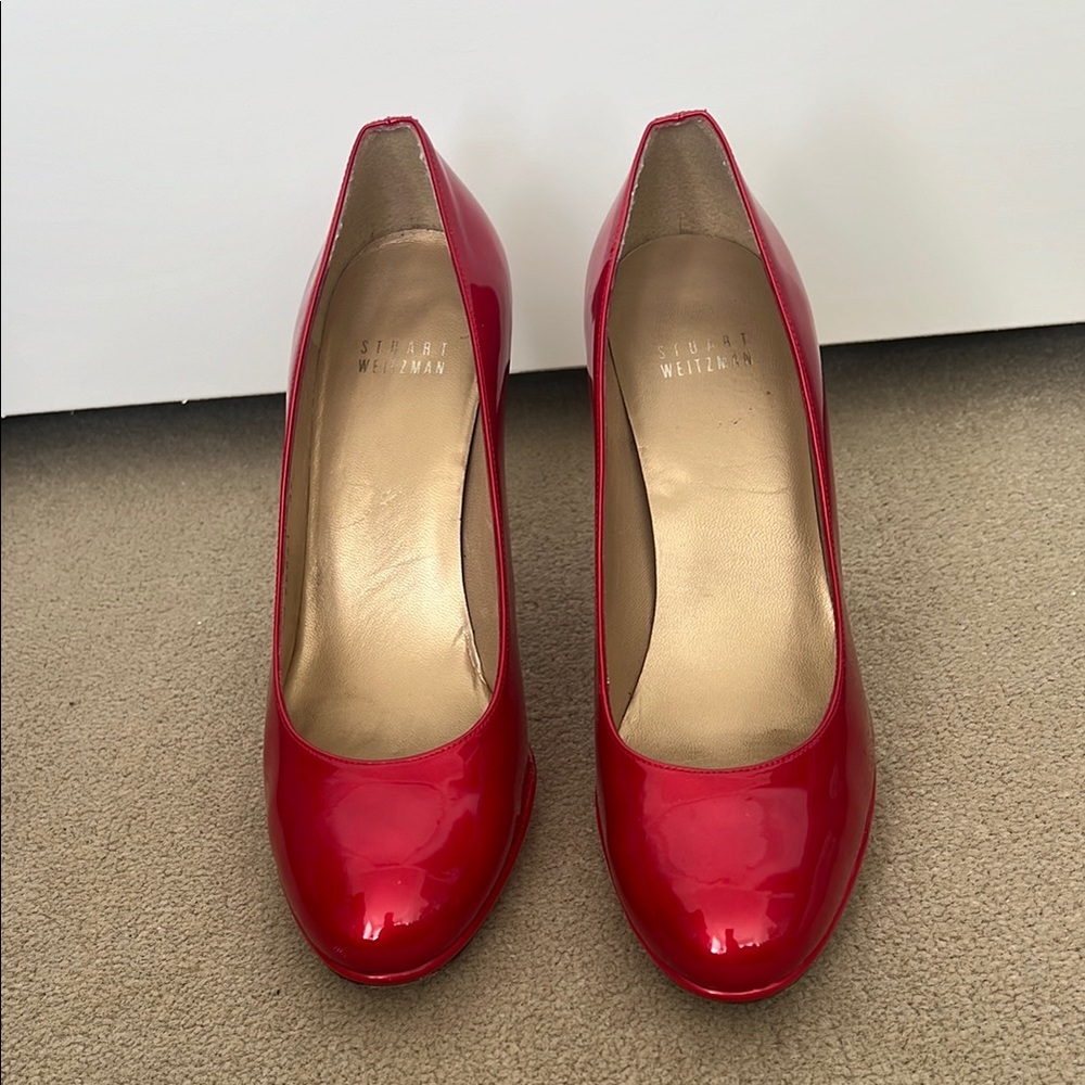 Stuart Weitzman Red Patent Leather Pumps